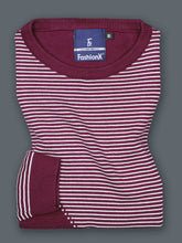 Exclusive Wine Stripes Slim Fit pure cotton Knitted T-Shirt